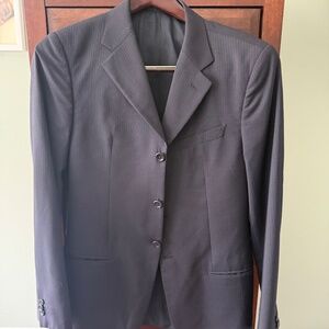 Armani Collezioni Black Pinstripe 3-Button Suit Jacket, 48R